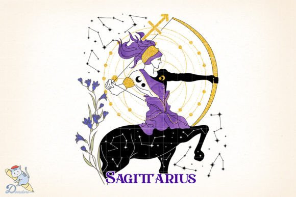 Floral Zodiac Sagittarius Design for Modern Visual Projects