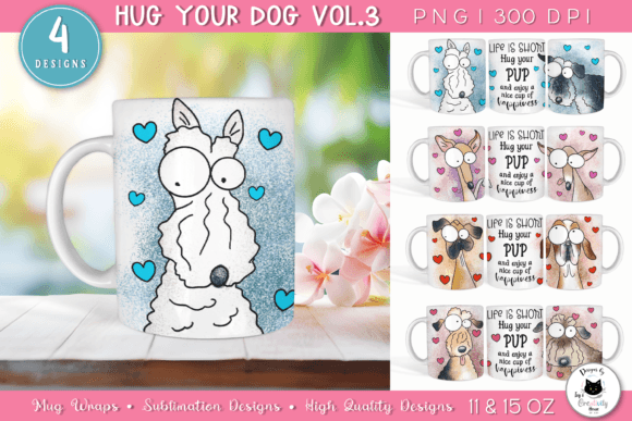 Funny Dog Mug Wraps PNG Bundle for Coffee Lovers