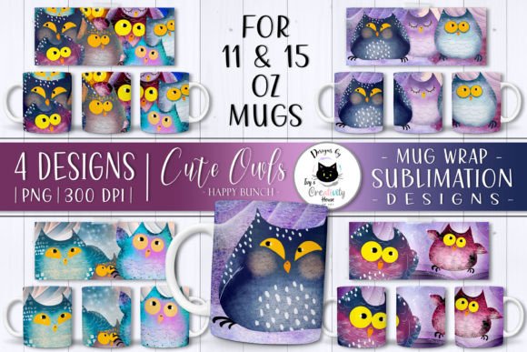 Funny Owl Mug Wraps Animal Mug Designs – Handcrafted Charm for Every Cup