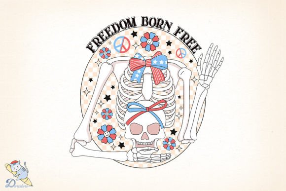 Retro 4th of July Freedom Born Free Design for Creative Projects