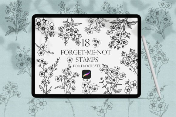 Unlock Creativity with Forget-me-not Procreate Line Art Stamps